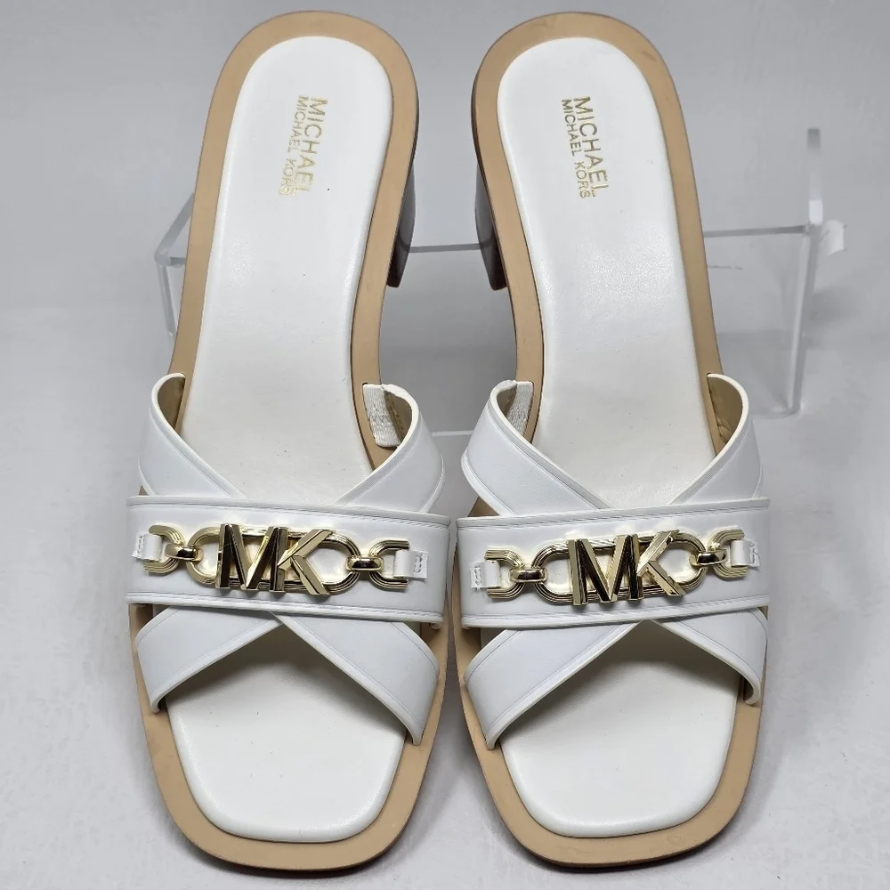 Michael Michael Kors Women's Tiffanie White Heel Sandals Size 9M New - Picture 6 of 11